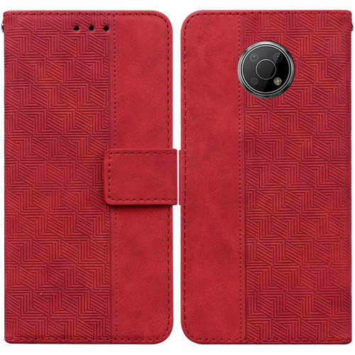 For Nokia G300 Geometric Embossed Leather Phone Case(Red)