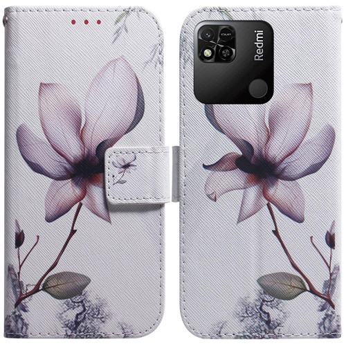 For Xiaomi Redmi 10A Coloured Drawing Leather Phone Case(Magnolia Flower)