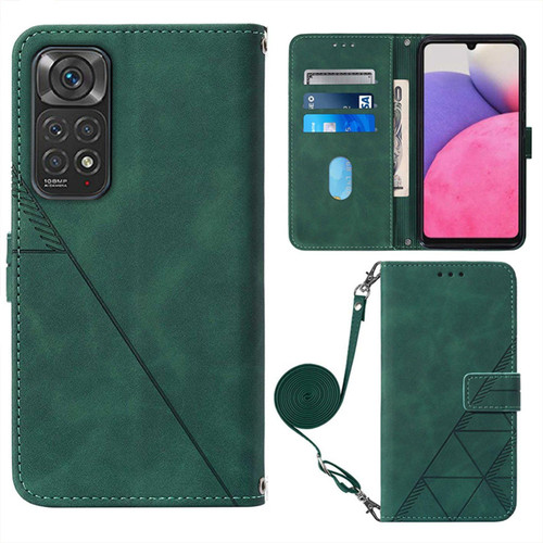For Infinix Note 11S Crossbody 3D Embossed Flip Leather Phone Case(Dark Green)