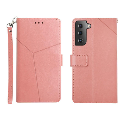 For Samsung Galaxy S22+ Y Stitching Horizontal Flip Leather Phone Case(Rose Gold)