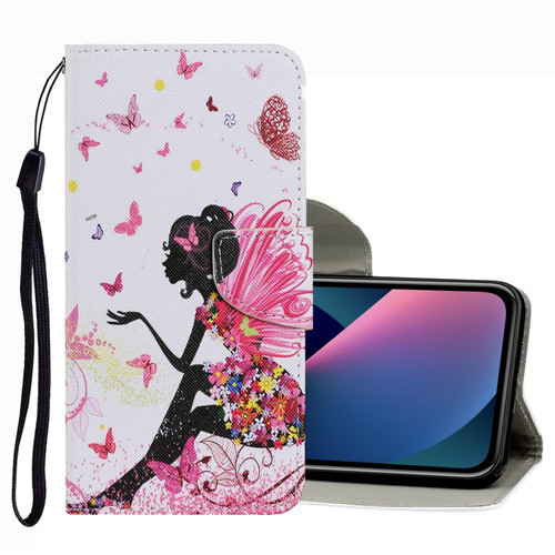 For iPhone 13 mini Coloured Drawing Pattern Leather Phone Case (Dancing Girl)
