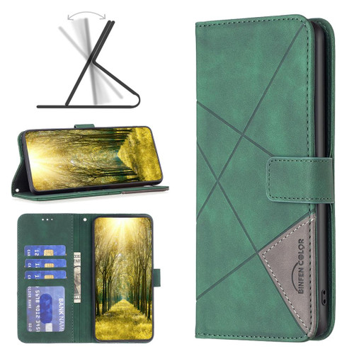 For Infinix Hot 11 Play/Hot 10 Play BF05 Magnetic Buckle Rhombus Texture Leather Phone Case(Green)