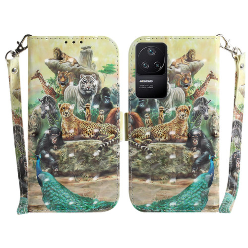 For Xiaomi Redmi K40S 3D Colored Horizontal Flip Leather Phone Case(Zoo)