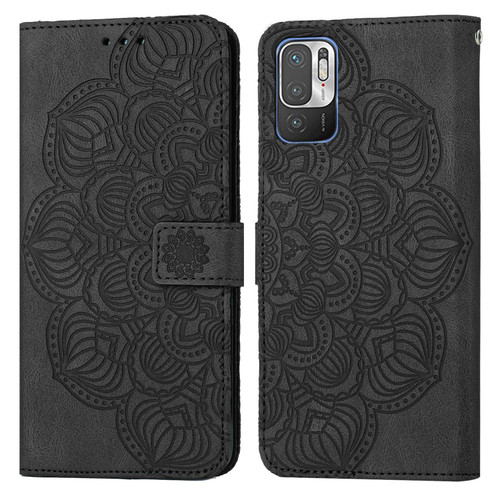 For Xiaomi Redmi Note 10 5G Mandala Embossed Flip Leather Phone Case(Black)