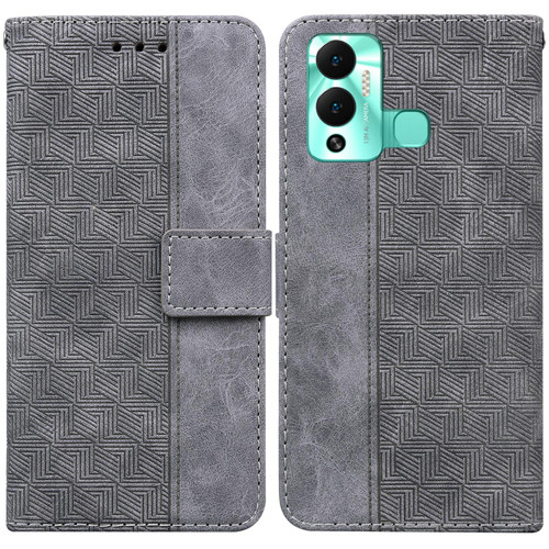 For Infinix Hot 12 Play Geometric Embossed Leather Phone Case(Grey)