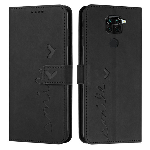 For Xiaomi Redmi Note 9 Skin Feel Heart Pattern Leather Phone Case(Black)