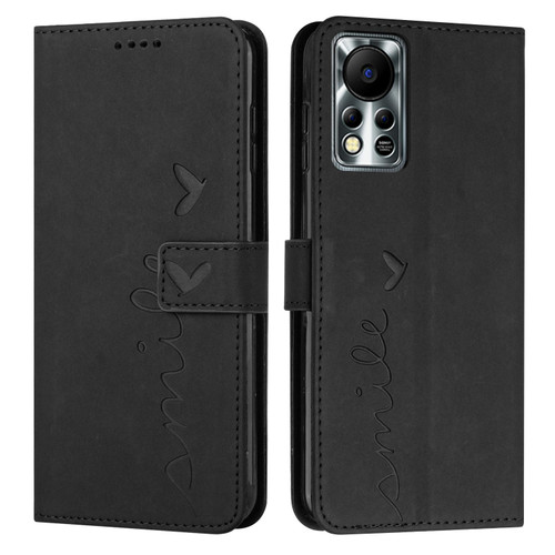 For Infinix Hot 11s NFC Skin Feel Heart Pattern Leather Phone Case(Black)