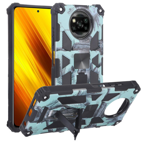 For Xiaomi Poco X3 NFC Camouflage Armor Shockproof TPU + PC Magnetic Protective Case with Holder(Mint Green) For Xiaomi Poco X3 NFC Camouflage Armor Shockproof TPU + PC Magnetic Protective Case with Holder(Mint Green)