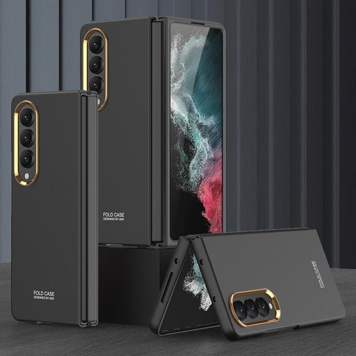 For Samsung Galaxy Z Fold4 GKK Ultra-thin Electroplating Lens Frame Phone Case(Black)