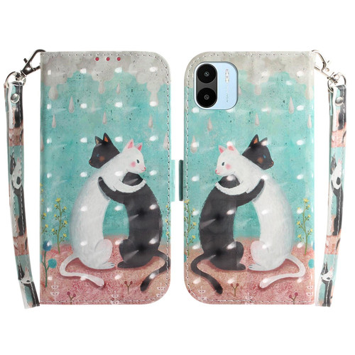 For Xiaomi Redmi A1 3D Colored Horizontal Flip Leather Phone Case(Black White Cat)