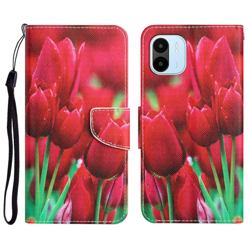For Xiaomi Redmi A1 Colored Drawing Leather Phone Case(Tulips)