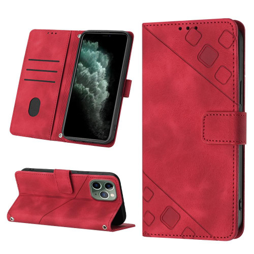 For iPhone 11 Pro Skin-feel Embossed Leather Phone Case(Red)