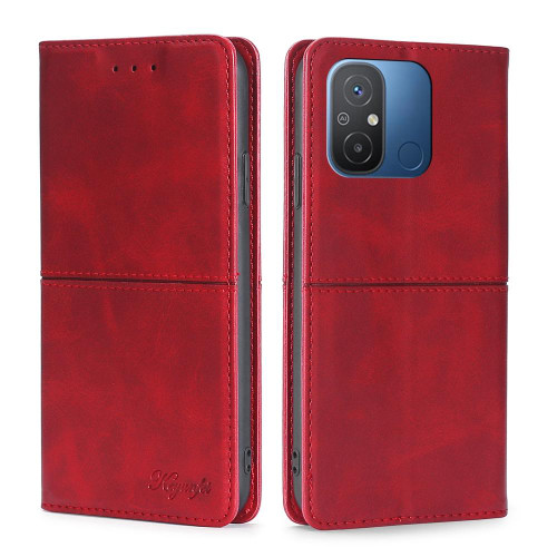 For Xiaomi Redmi 12C 4G Cow Texture Magnetic Horizontal Flip Leather Phone Case(Red)