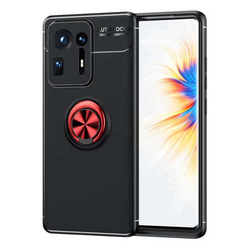 For Xiaomi Mix 4 Metal Ring Holder 360 Degree Rotating TPU Case(Black+Red)