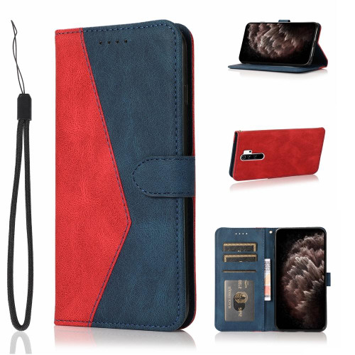 For Xiaomi Redmi 9 Dual-color Stitching Leather Phone Case(Red Blue)