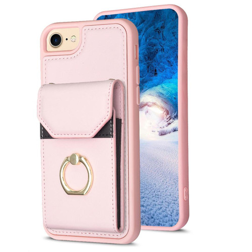 For iPhone SE 2022 / 2020 / 8 / 7 BF29 Organ Card Bag Ring Holder Phone Case(Pink)