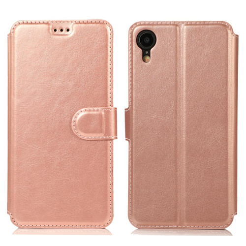 For iPhone XR Calf Texture Magnetic Buckle Horizontal Flip Leather Case with Holder & Card Slots & Wallet & Photo Frame(Rose Gold)