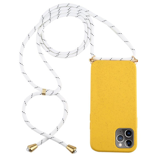 For iPhone 12 Pro Max Wheat TPU Protective Case with Lanyard(Yellow)