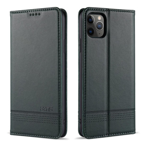 For iPhone 12 mini AZNS Magnetic Calf Texture Horizontal Flip Leather Case with Card Slots & Holder & Wallet(Dark Green)