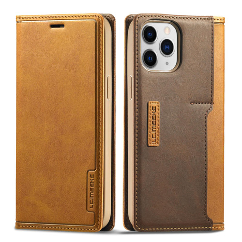 For iPhone 12 Pro Max LC.IMEEKE LC-001 Series PU + TPU Color Matching Frosted Horizontal Flip Leather Case with Holder & Card Slot(Brown)