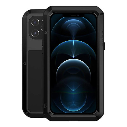 For iPhone 12 Pro Max LOVE MEI Metal Shockproof Life Waterproof Dustproof Protective Case(Black)