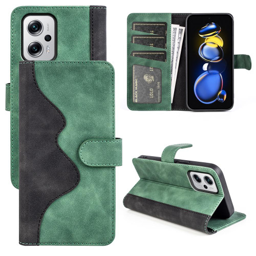 For Xiaomi Redmi Note 11T Pro / Note 11T Pro+  Stitching Horizontal Flip Leather Phone Case(Green)