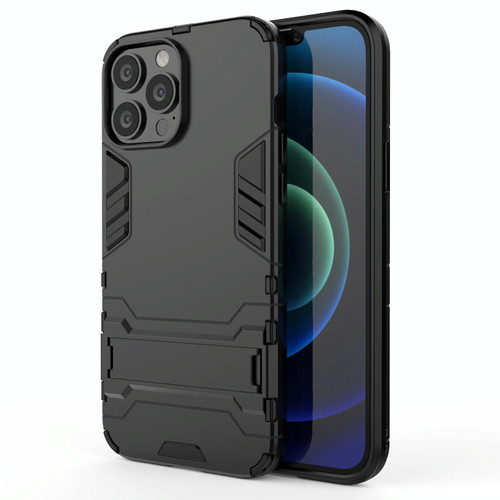 For iPhone 13 Pro Max PC + TPU Shockproof Protective Case with Invisible Holder (Black)