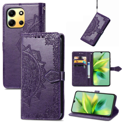 For infinix Note 30i Mandala Flower Embossed Leather Phone Case(Purple)