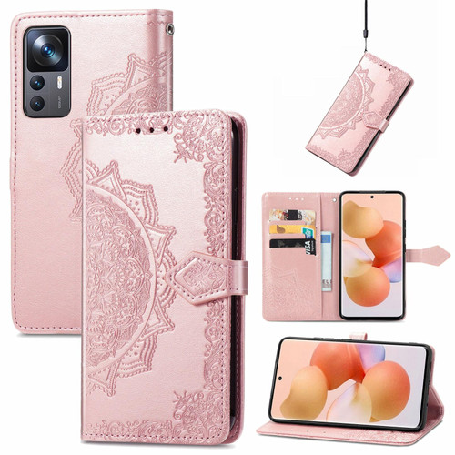 For Xiaomi 12T / 12T Pro / Redmi K50 Ultra Mandala Flower Embossed Leather Phone Case(Rose Gold) For Xiaomi 12T / 12T Pro / Redmi K50 Ultra Mandala Flower Embossed Leather Phone Case(Rose Gold)
