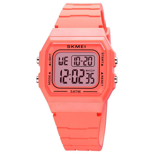 SKMEI 1683 Dual Time LED Digital Display Luminous Silicone Strap Electronic Watch(Orange)