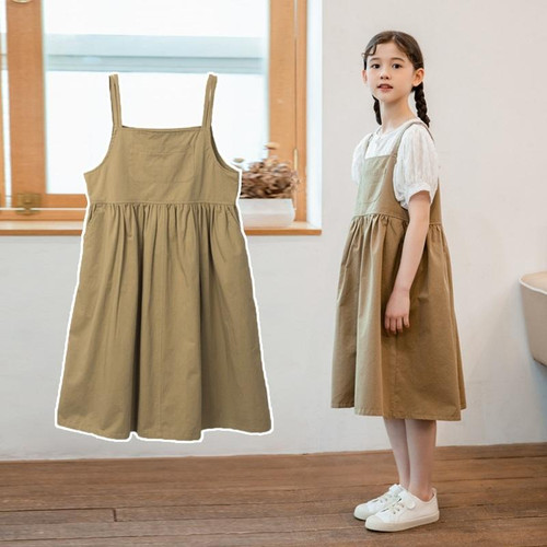 Girls Fashion Casual Suspender Skirt (Color:As Show Size:120cm)