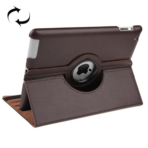 360 Degree Rotatable Leather Case with Sleep / Wake-up Function & Holder for New iPad (iPad 3)(Brown)