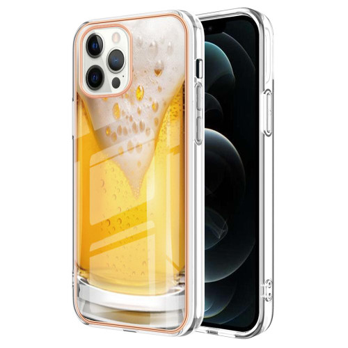 For iPhone 12 Pro Max Electroplating Marble Dual-side IMD Phone Case(Draft Beer)