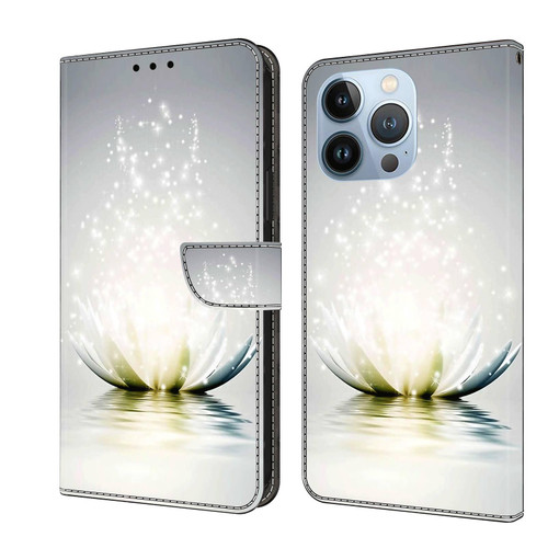 For iPhone 13 Pro Crystal 3D Shockproof Protective Leather Phone Case(Light Lotus)