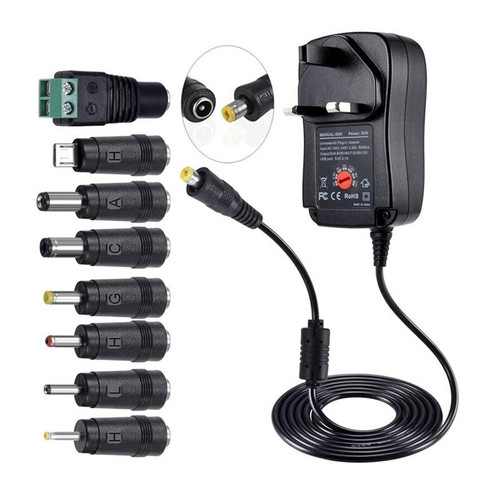 30W USB Interface Adjustable Power Adapter With Power Monitoring LED Light, Specification: UK Plug