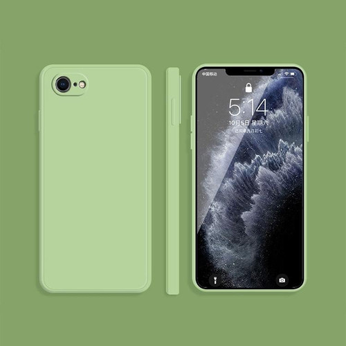 For iPhone SE 2022 / SE 2020 / 8 / 7 Solid Color Imitation Liquid Silicone Straight Edge Dropproof Full Coverage Protective Case(Matcha Green)