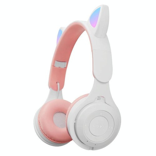 M6 Luminous Cat Ears Two-color Foldable Bluetooth Headset with 3.5mm Jack & TF Card Slot(White) M6 Luminous Cat Ears Two-color Foldable Bluetooth Headset with 3.5mm Jack & TF Card Slot(White)