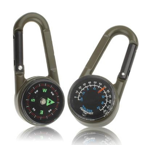 Carabiner Key Compass & Thermometer Hiking Outdoor Travel