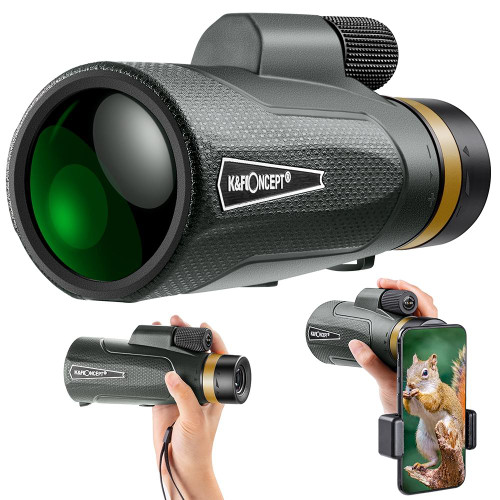 KF33.013 K&F Concept 12X50 Monoculars Adults High Power Monocular Telescope With Smartphone Adapter