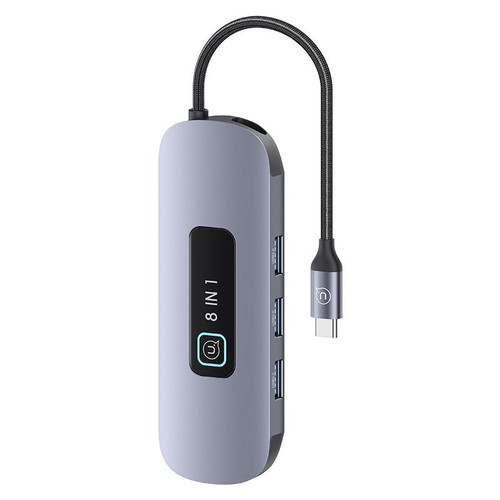 USAMS US-SJ643 PD100W 8 in 1 Aluminum Alloy Multifunctional Type-C HUB with Light(Metal Grey)
