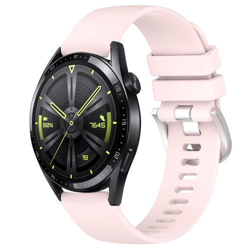 For Huawei Watch GT3 42mm 20mm Liquid Glossy Silver Buckle Silicone Watch Band(Pink)
