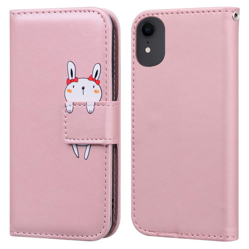 For iPhone XR Cartoon Buckle Horizontal Flip Leather Phone Case(Pink)