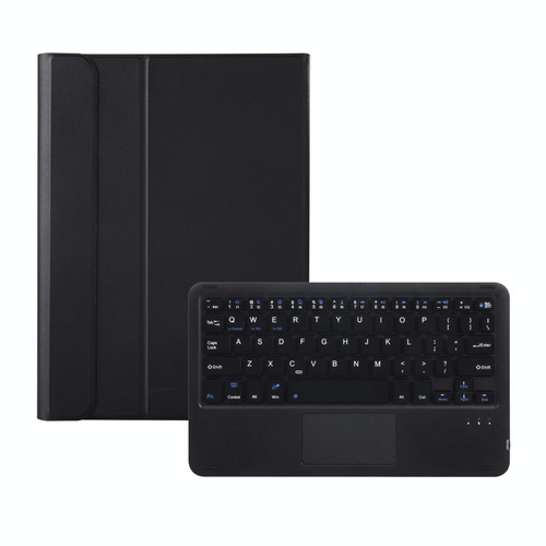 AK10-A 2 in 1 Detachable Bluetooth Keyboard + Lambskin Texture TPU Protective Leather Tablet Case with Touchpad & Holder for Lenovo Qitian K10 TB-X6C6X(Black)