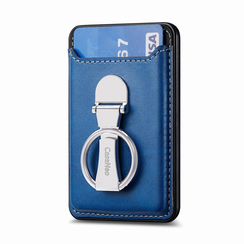 Magsafe Folding Ring Phone Card Bag Case for iPhone 15 / iPhone 14 / iPhone 13(Blue)