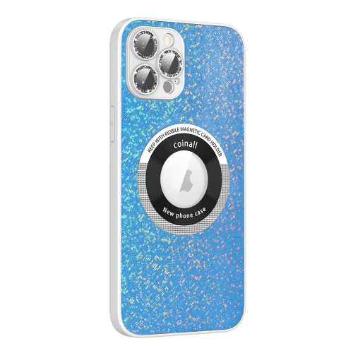 For iPhone 12 Pro Max Colorful Glitter Magnetic Magsafe TPU + PC Phone Case(Blue)