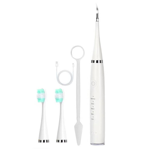 6 In 1 Electric Dental Scaler Calculus Removal Teeth Cleaning Set, Color: White Basic