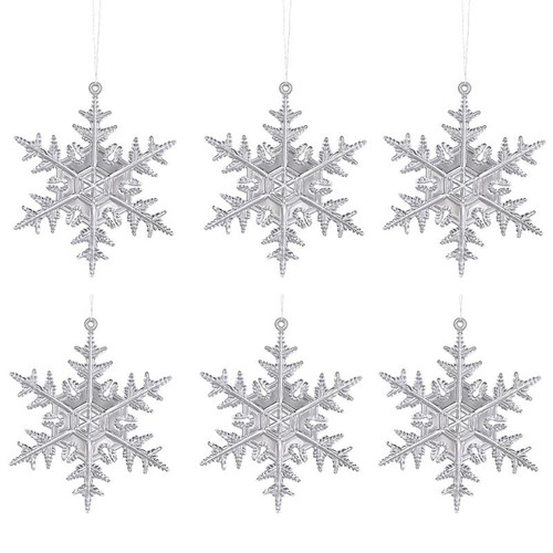 6pcs /Pack Snowflake Type Christmas Acrylic Transparent Pendants Christmas Tree Decorations