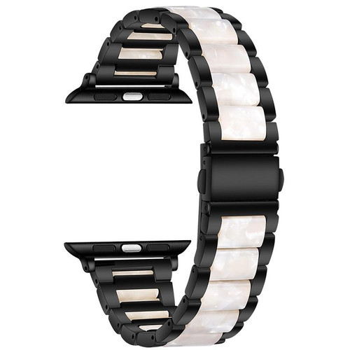 Metal + Resin Watch Band For Apple Watch Series 9&8&7 41mm / SE 3&SE 2&6&SE&5&4 40mm / 3&2&1 38mm(Black White)