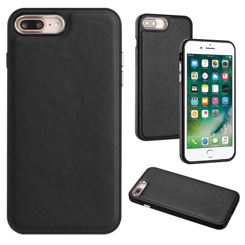 For iPhone 6s Plus / 7 Plus / 8 Plus Leather Texture Full Coverage Phone Case(Black)