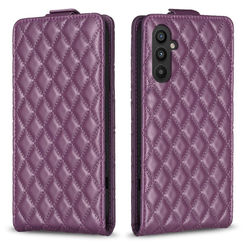 For Samsung Galaxy A15 Diamond Lattice Vertical Flip Leather Phone Case(Dark Purple)